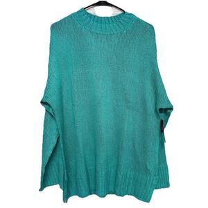 RD Style Stitch Fix Women’s Green Sweater Long Sleeve Plus Size 2X Side Slit NWT